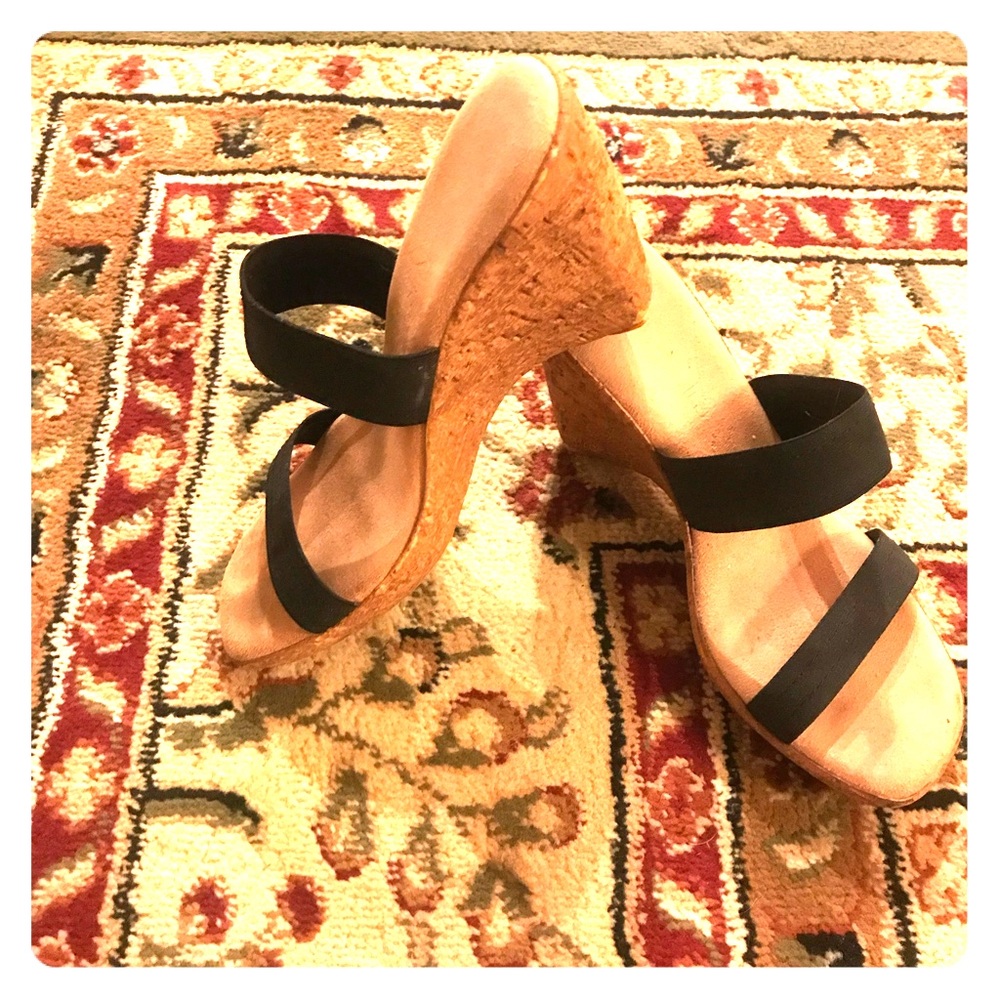 Lightweight strappy cork wedges